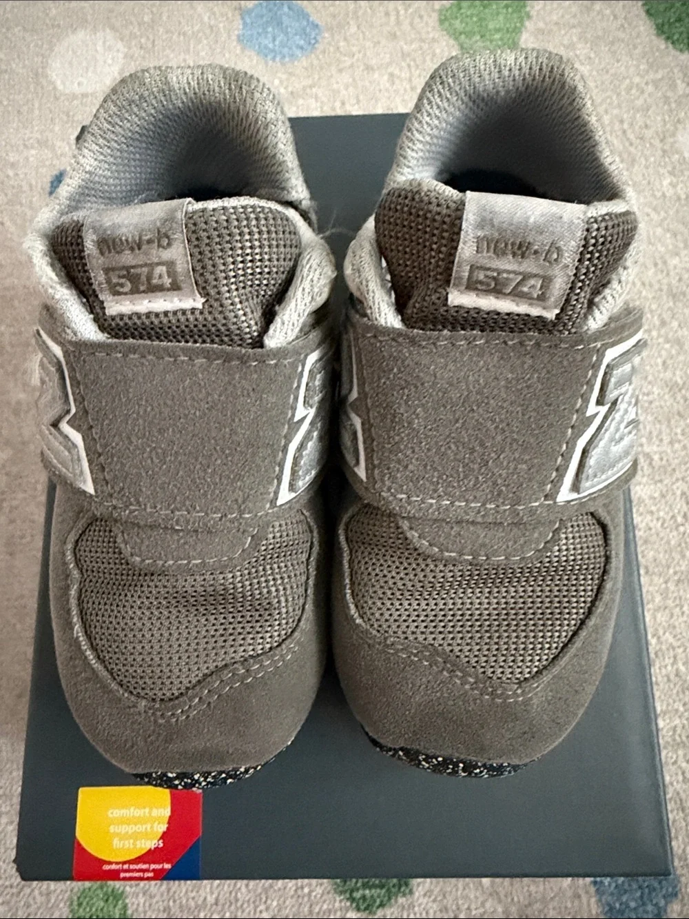 New Balance 574 New-B Hook & Loop Sneaker in Grey, size 7